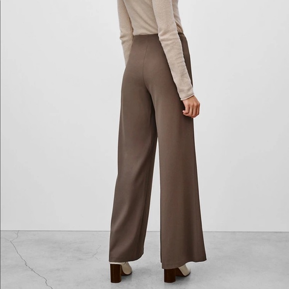 WILFRED Aritzia Calixa Pants Soot Brown Wide Leg - Picture 2 of 13